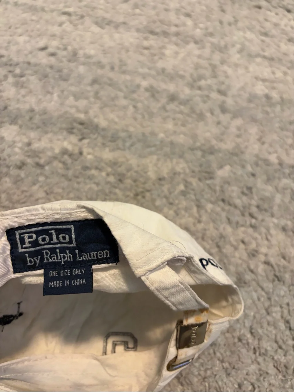 Polo Ralph Lauren Big Pony #3 Baseball Cap White Navy Blue Strapback Dad Hat